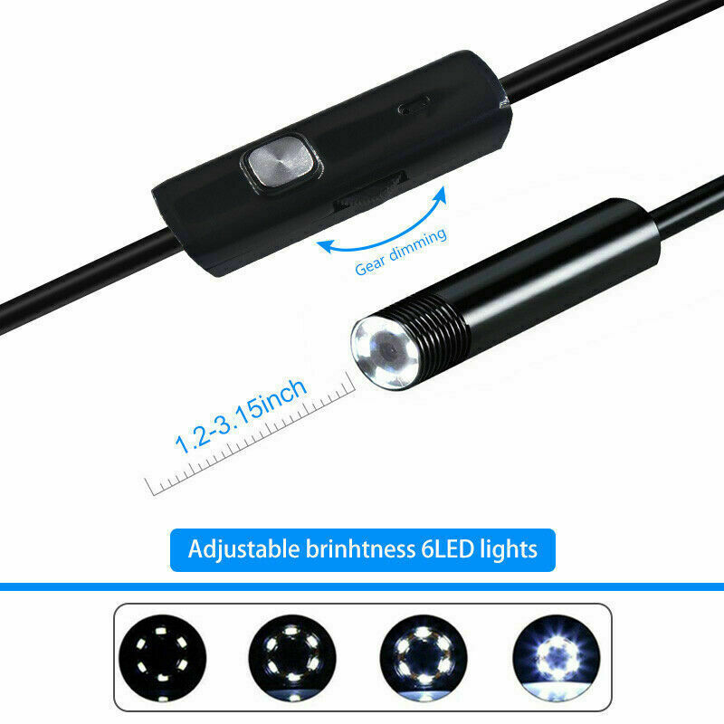 6FT Waterproof HD Endoscope USB Type-C Borescope Snake Inspection Camera Android