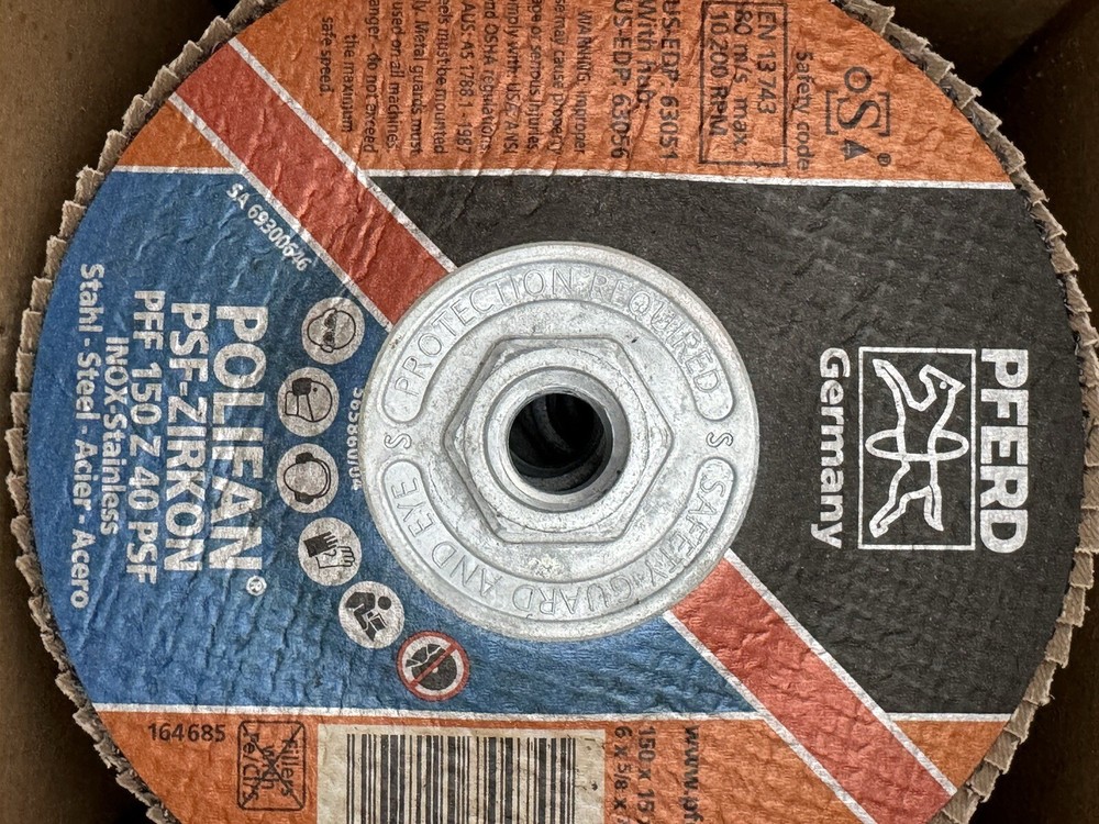 Polifan Flap Discs 6” 5/8-11 Thread 40 Grit