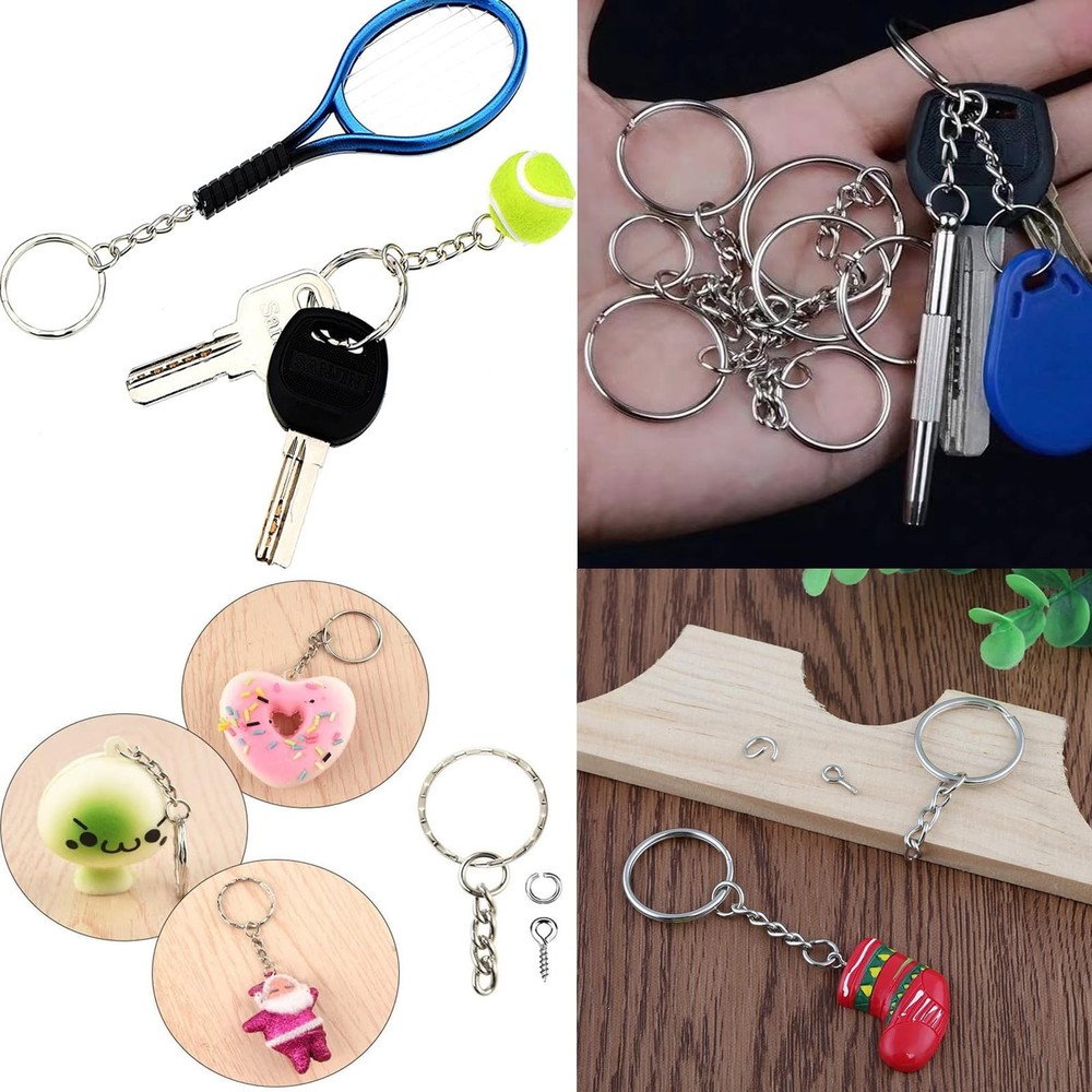 100Sets 1 inch Silver 1 keychain rings with open jump