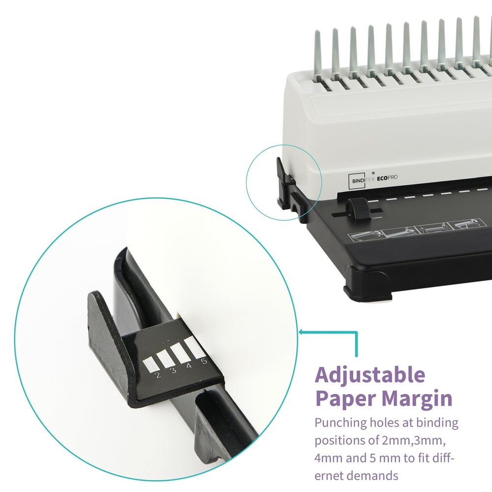 Binding Machine, 19-Hole, 450 Sheets, Comb Binder Machines with 100 PCS 1/2" ...