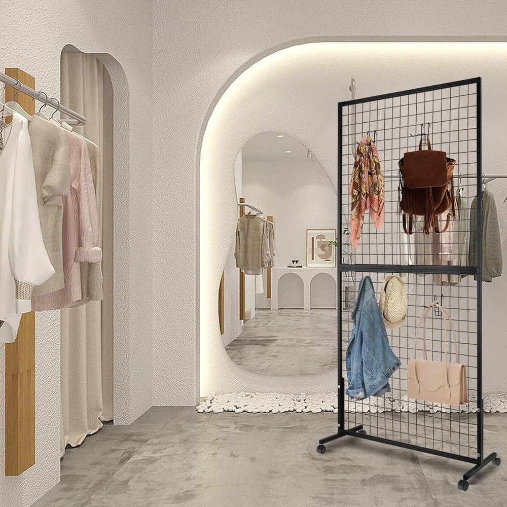 3'×6' Double-Layer Grid Panels for Display, Movable Gridwall Panels Tower