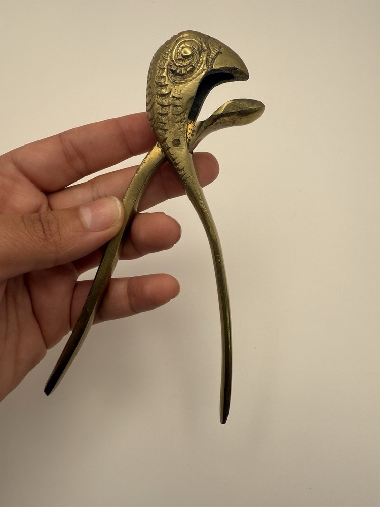 Vintage Solid Brass Parrot Head Nutcracker Nut Cracker Bird 6”