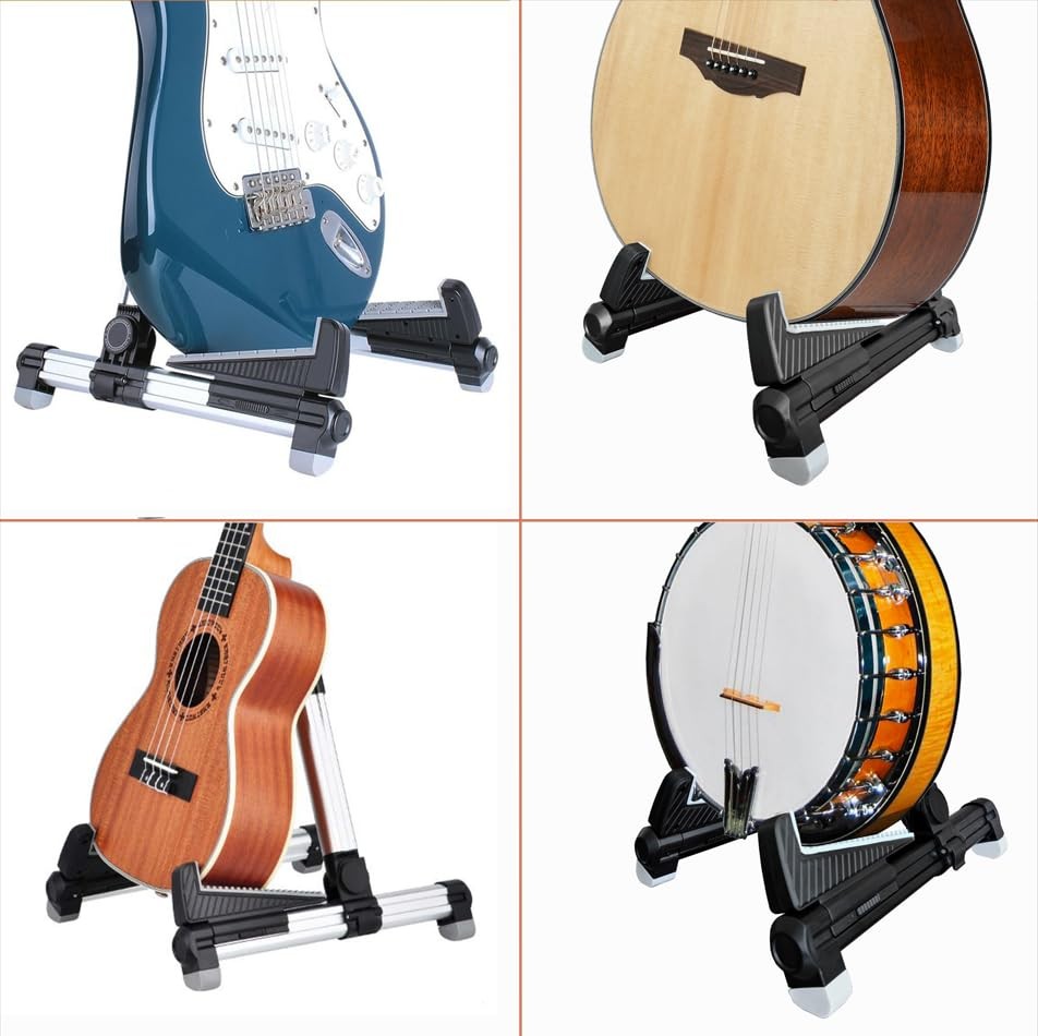 Adjustable, Folding Guitar Stand for Acoustic, Classical, Electric Guitars, B...