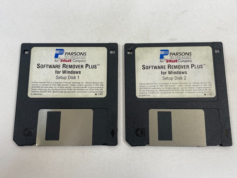 Vintage 1996 Parsons Technology Software Remover Plus for Windows 3.5" Floppy