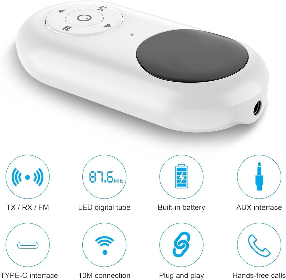 Airplane Bluetooth 5.3 Transmitter for All Headphones - Bluetooth Adapter White