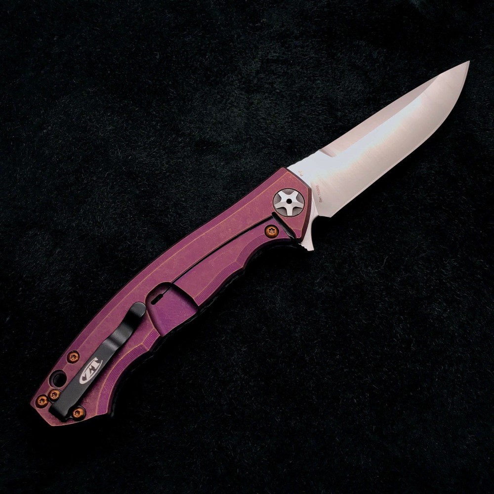 Zero Tolerance ZT 0452CF Plain Edge Folder BWL Purple Ano custom zt452cf