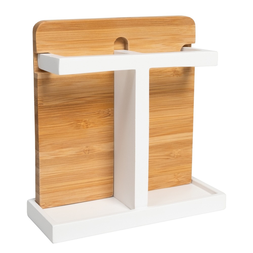 Ritz Bath Accessory Collection Poly Resin, Bamboo Bathroom Toothbrush Holder