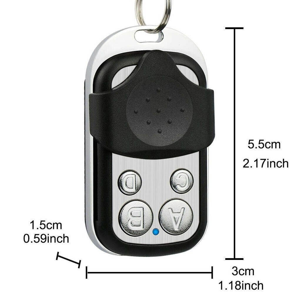 2Pcs Universal Fixed Code 4 Button Gate Garage Opener Remote Control 433 MHz