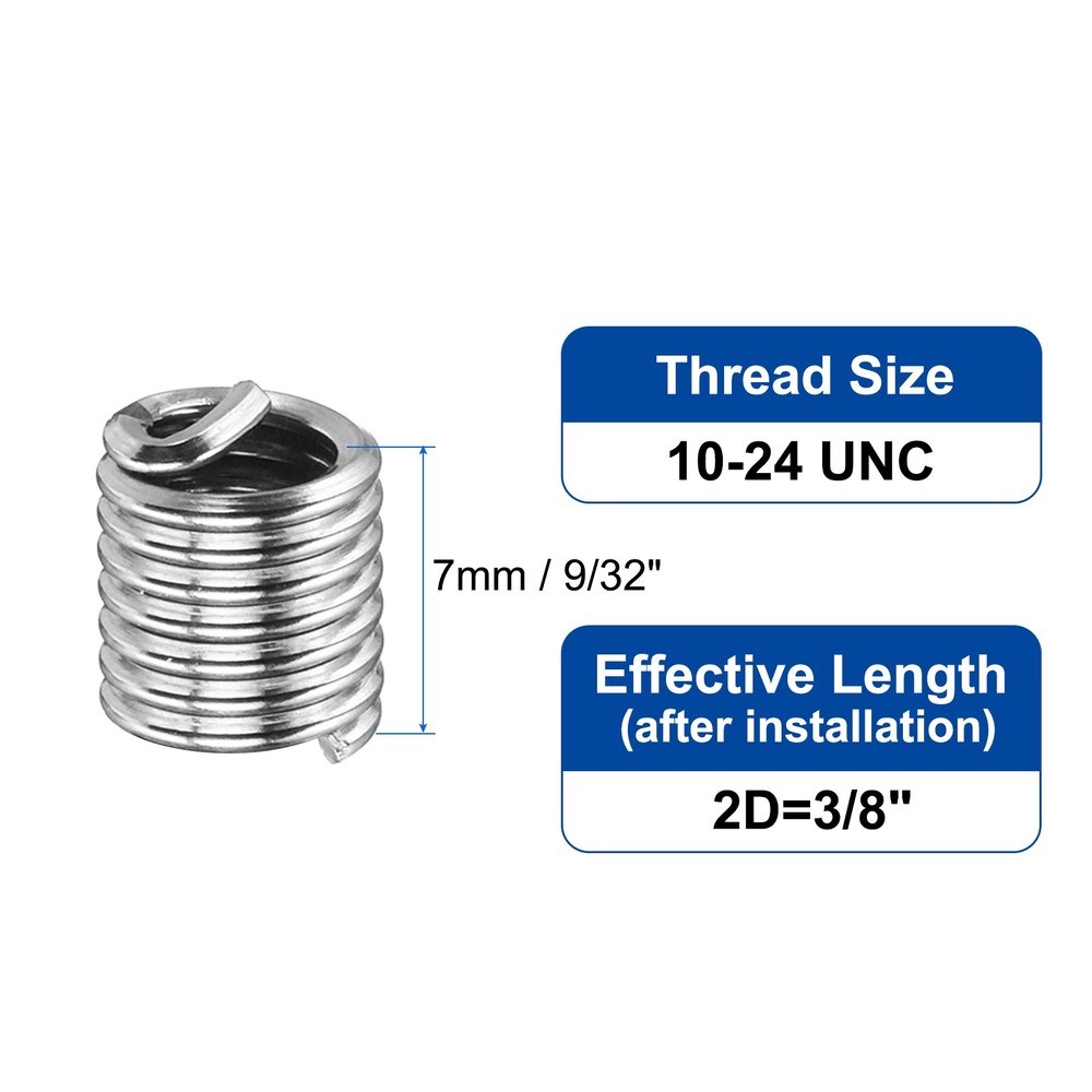 40pcs Wire Thread Inserts 10-24 UNC 2D Helical Threaded Sleeve Thread Repair