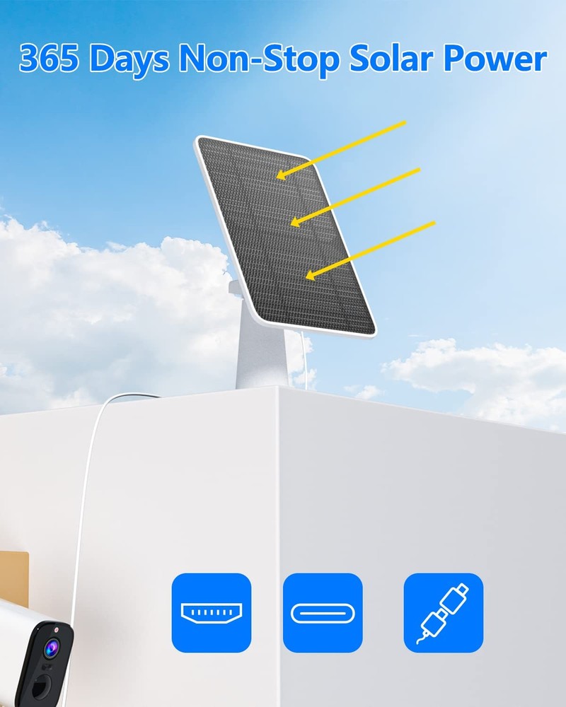 Solar Panel for Security Camera, 5W USB Solar Panel for DC 5V Security Camera...