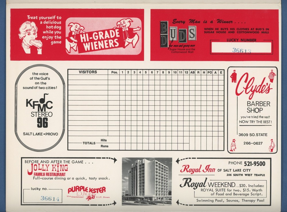 8-16-75 PCL Baseball Program Tucson Toros @ Salt Lake Gulls w/ insert
