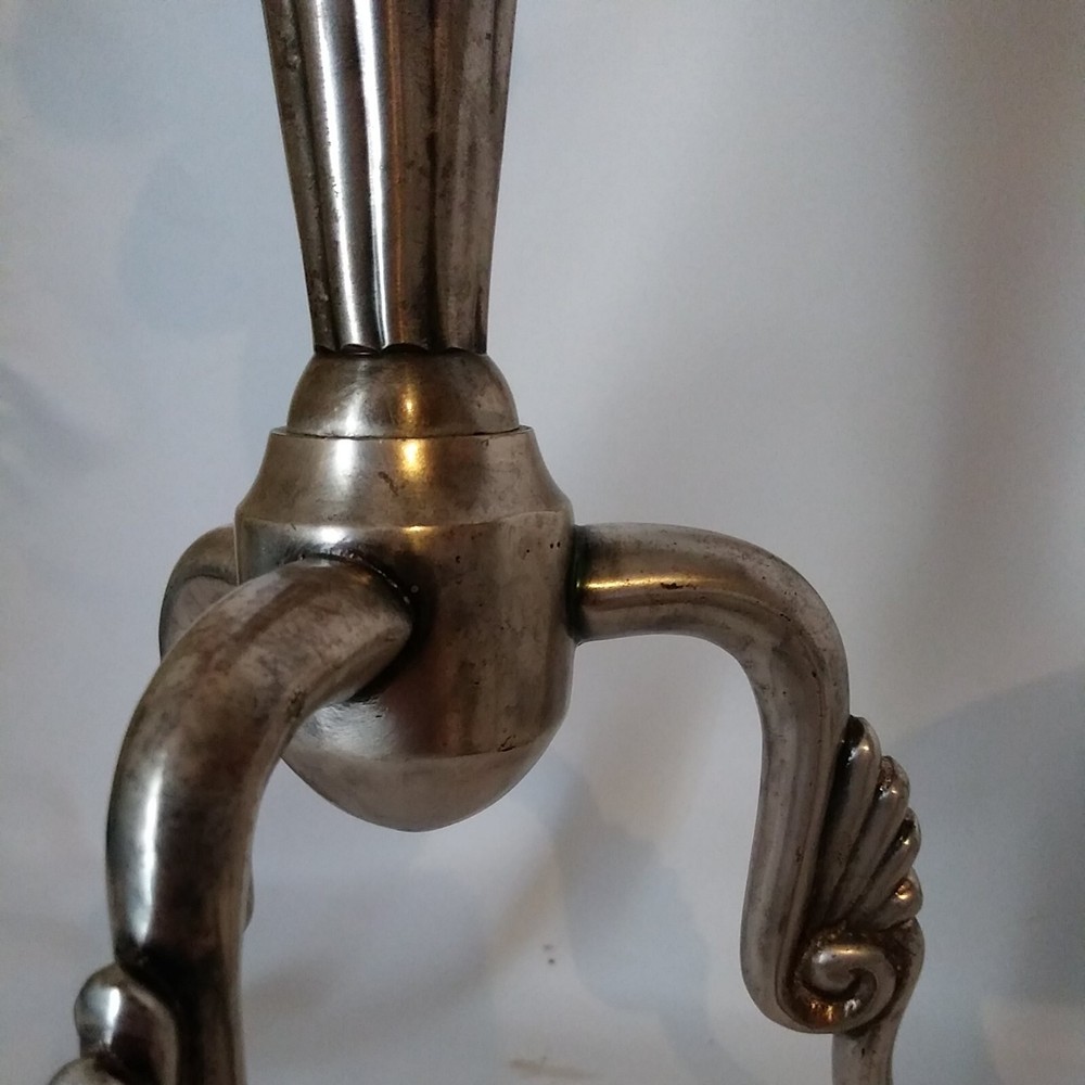 Deco Rocket Style Set Heavy Silvertone Pillar Candlestick Holders Made in India