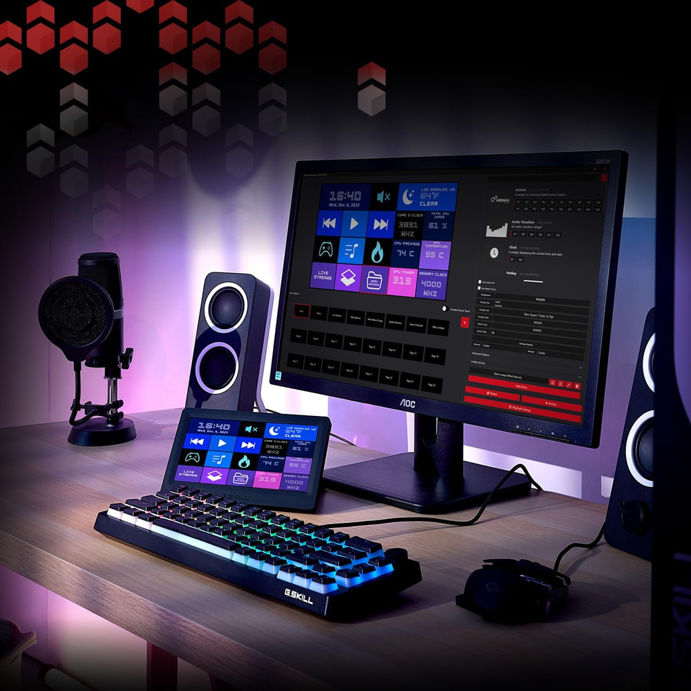 Wigidash PC Command Panel - 7 Inch Touch Display, up to 20 (5X4) Widget Grid, Cu