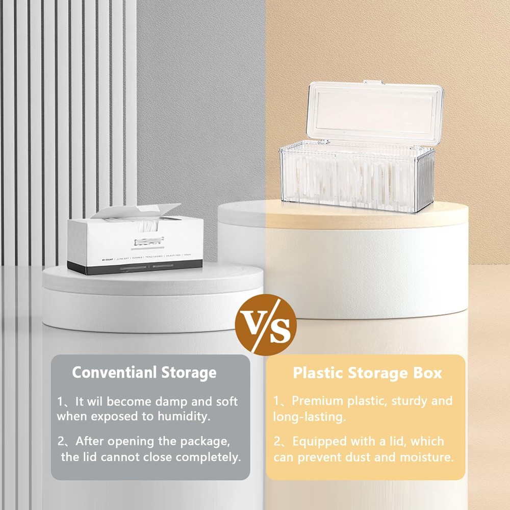 Plastic Clean Pads Holder Rectangular Pad Dispenser for Makeup Desktop Organi...