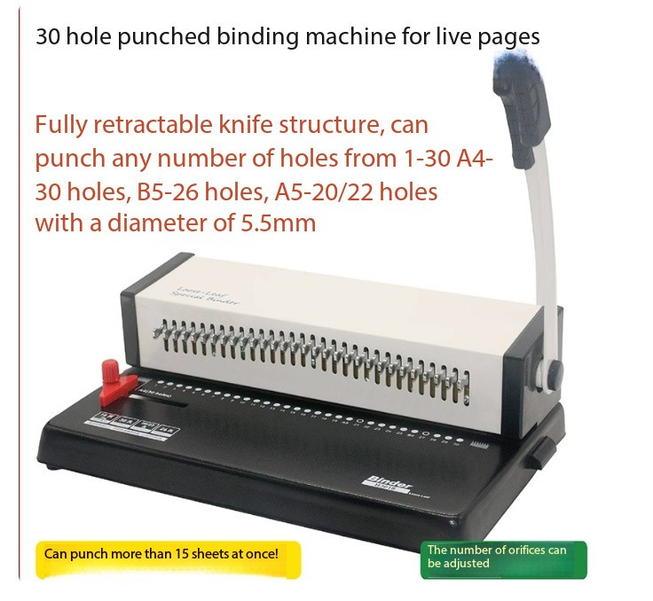 Hole Punch Machine 30-26-20 Holes Notebook Data Diary Hole Punch Binding Machine