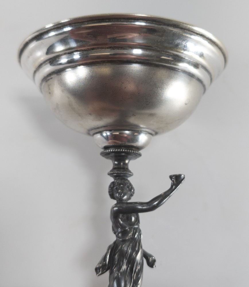 Antique Sterling and Silverplate Toasting Cup Compote With Figural Base