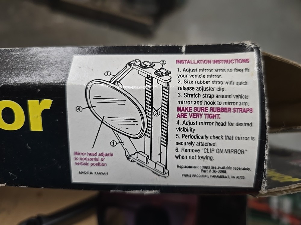 XL Clip on Tow Mirror