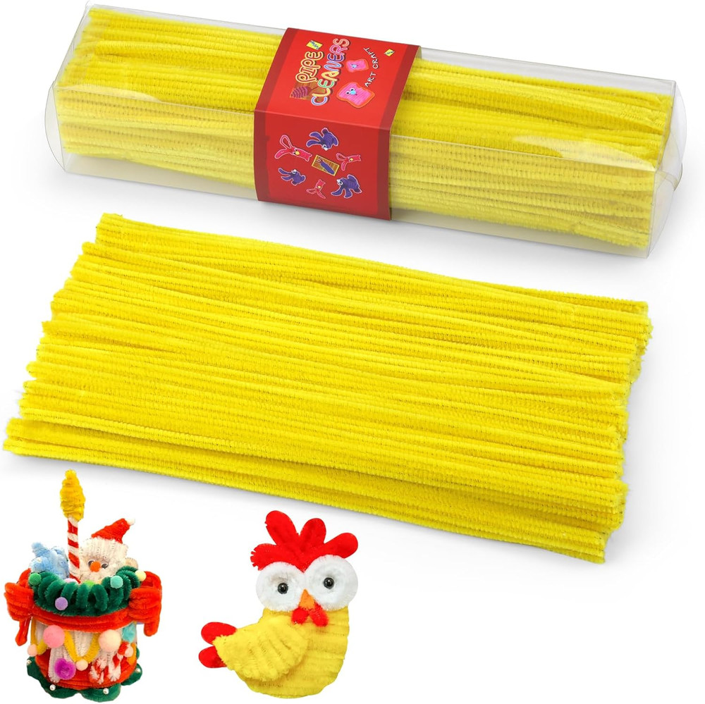 Pipe Cleaners, 200 Pcs Light Yellow Pipe Cleaners Craft Set, Solid Color Chenill