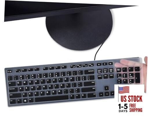 Keyboard Cover Skin Compatible with Amazon Basics Wired USB Keyboard Black