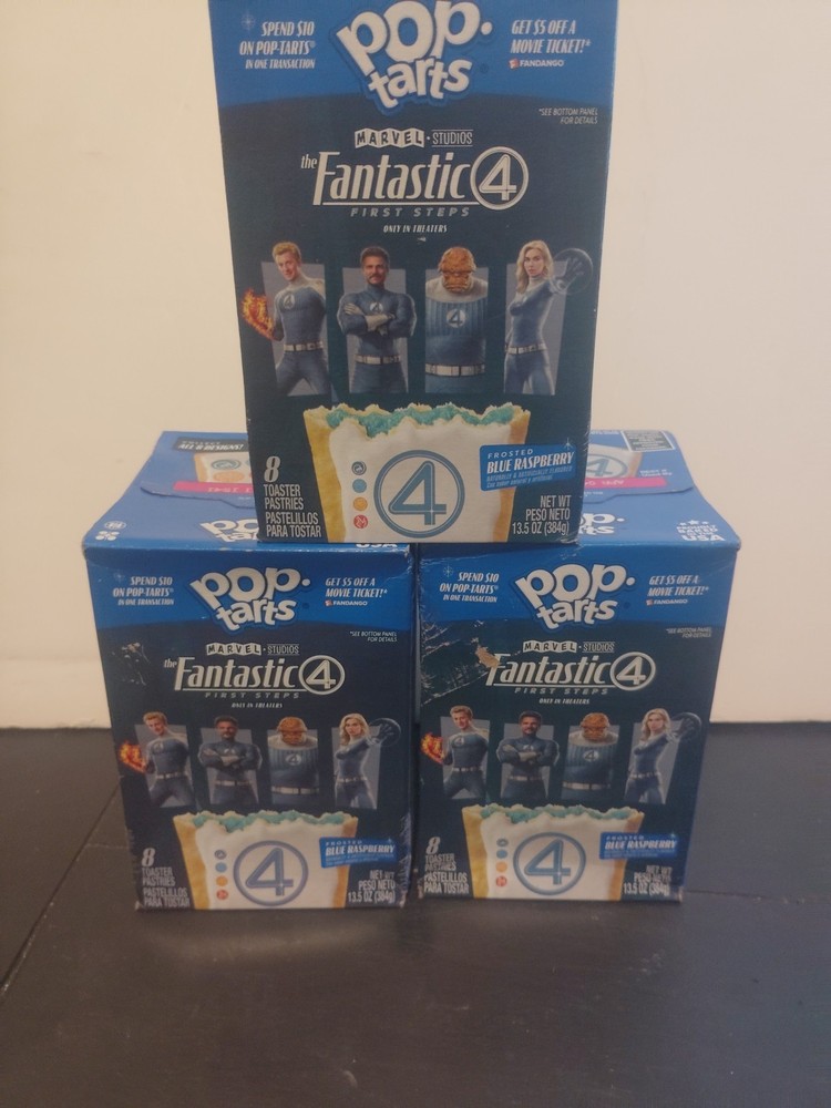 Fantastic Four Pop Tarts Frosted Blue Raspberry Marvel, 3 Boxes 24 Count