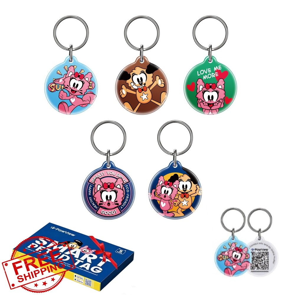 Vivi QR Code Dog Tags 5-Pack Personalized Pet Profile Alerts