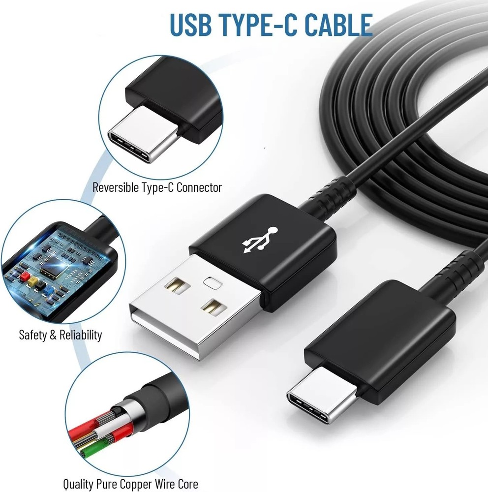 Universal USB Type-C Fast Charging Cable for Samsung Galaxy /Android Phone Black