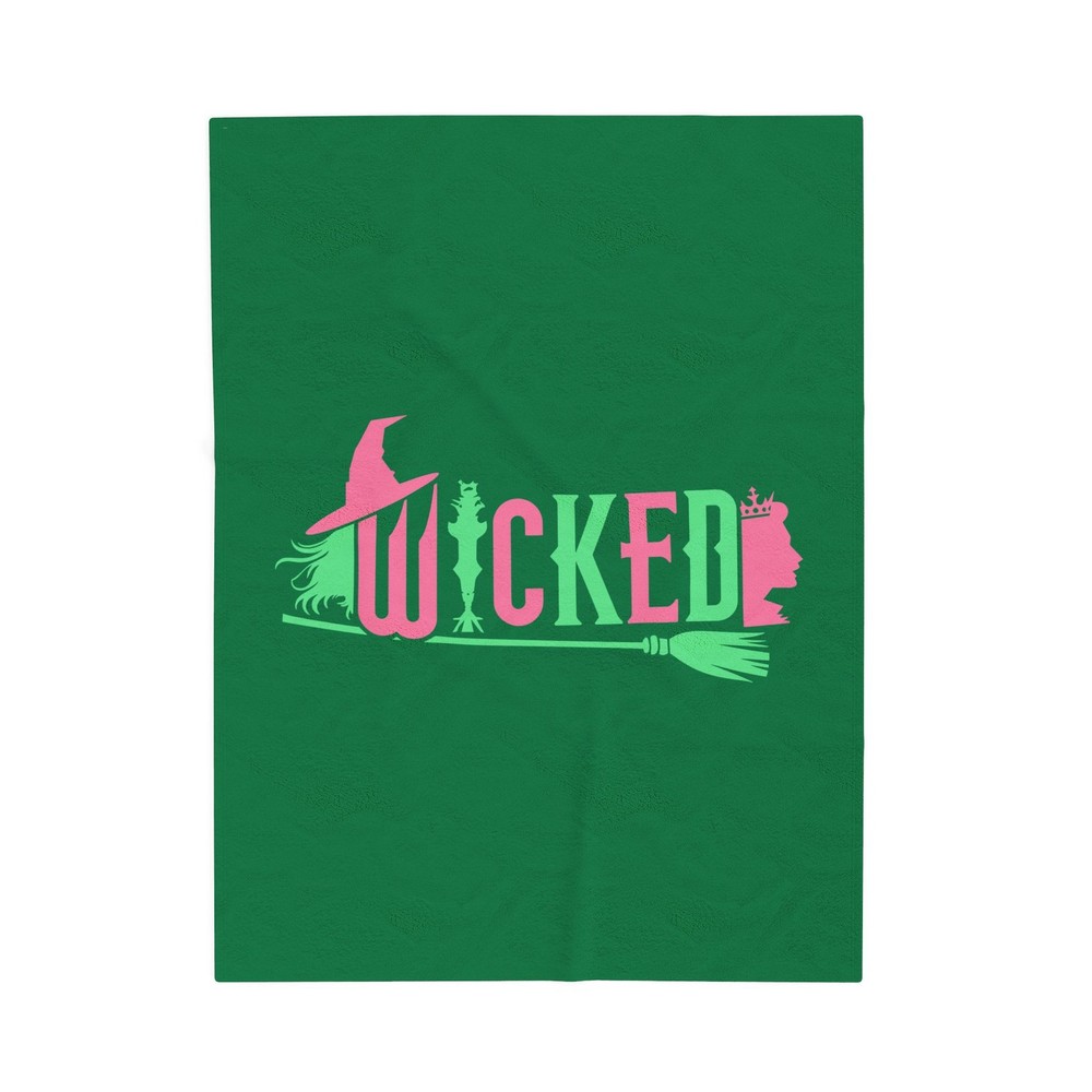WICKED Plush Blanket green pink