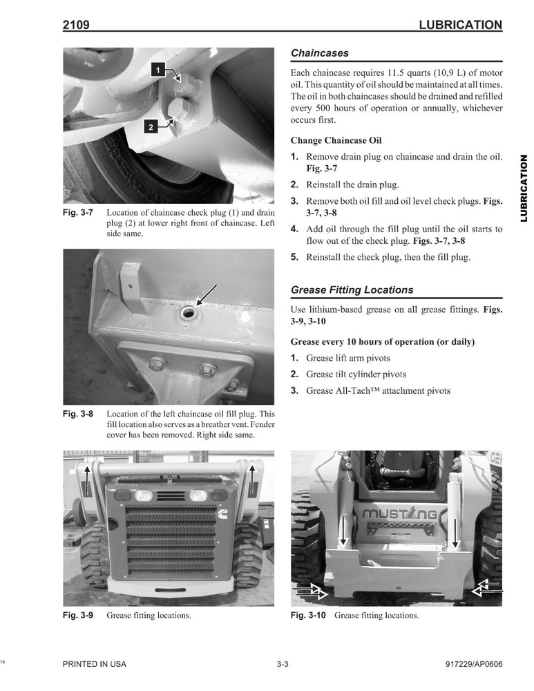 2109 Skid Loader Technical Workshop Manual Mustang 2109