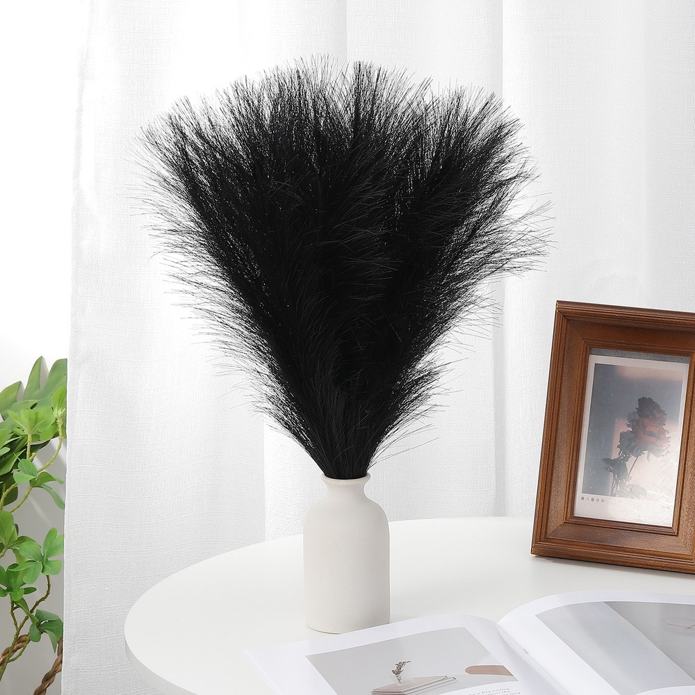 24in Pampas Grass Decor, 50pcs Artificial Pampas Grass Bulk, Black