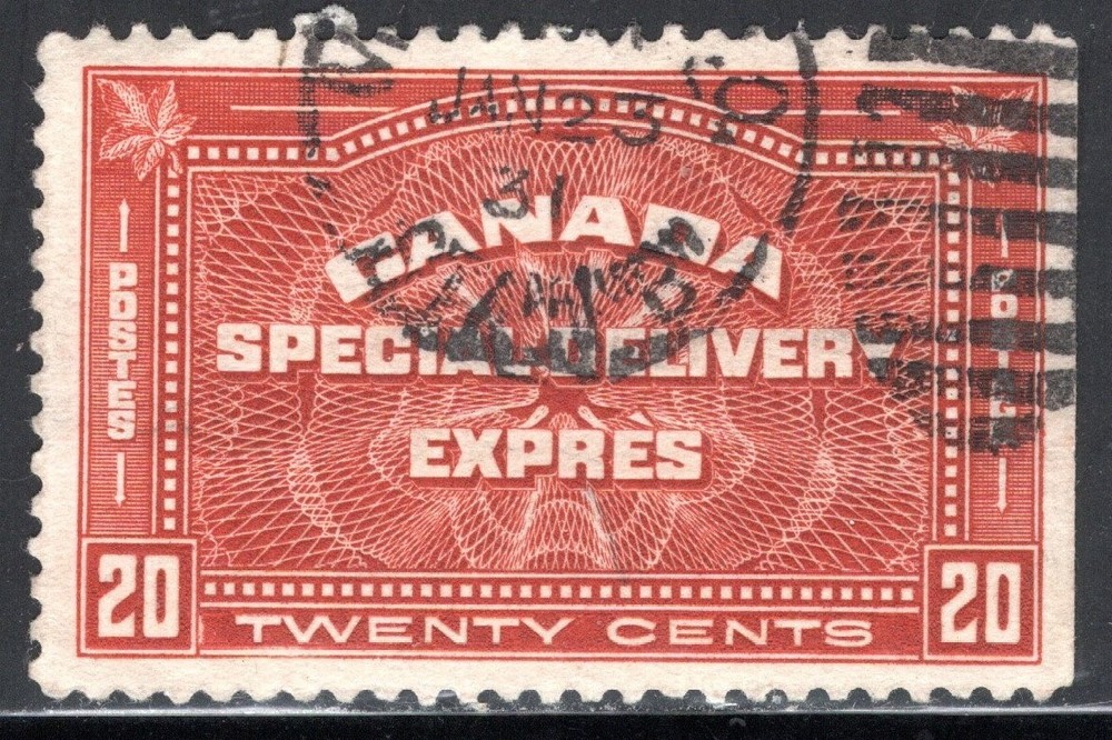 Canada Stamp Scott #E4, 20c, Special Delivery, Used, SCV$17.50 (B)