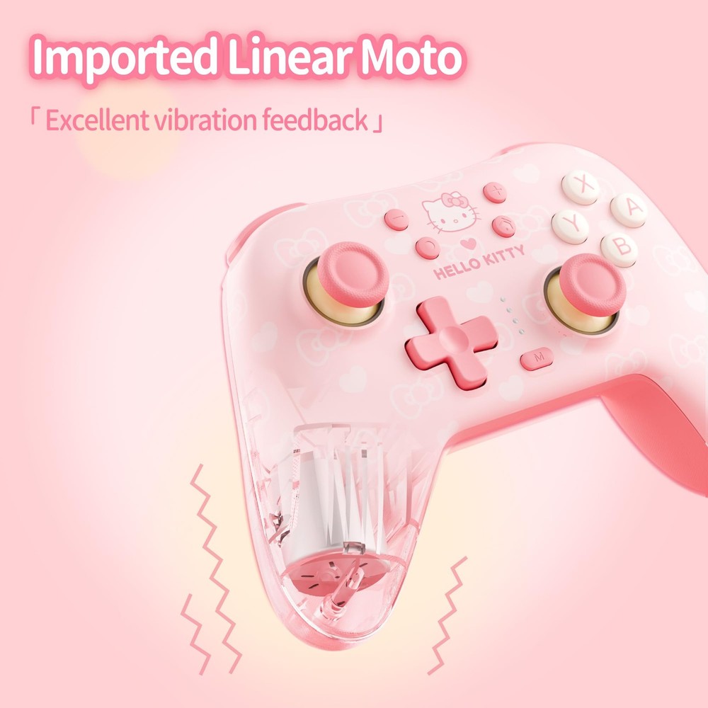 Pink Switch Controller,Hello Kitty Hall Effect Controllers Wireless for Switc...