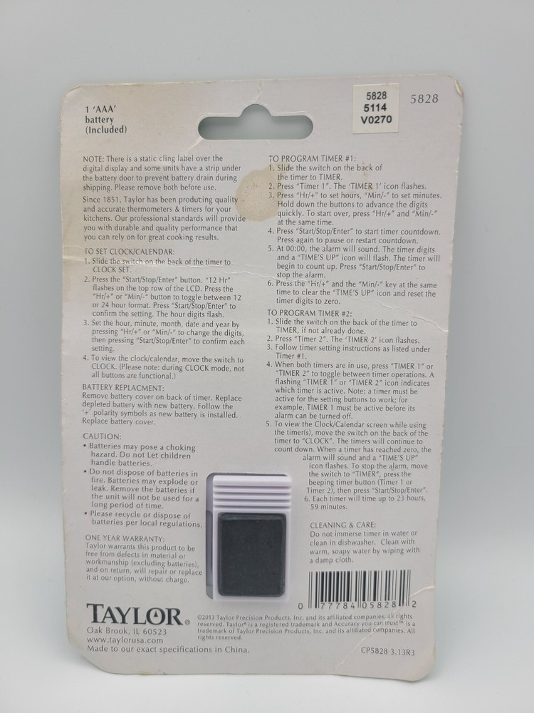 Taylor Dual Event Digital Timer Model: 5828
