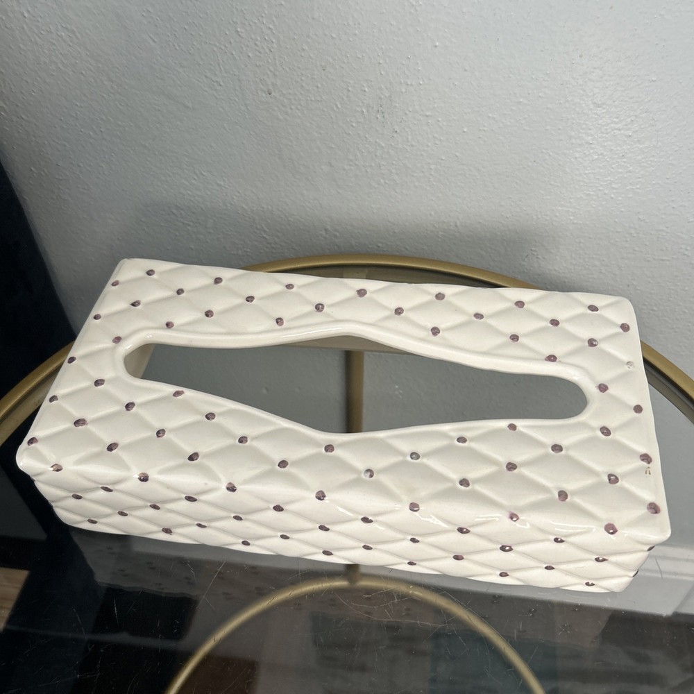 Quilited Ceramic Vanity Tissue Box Vintage