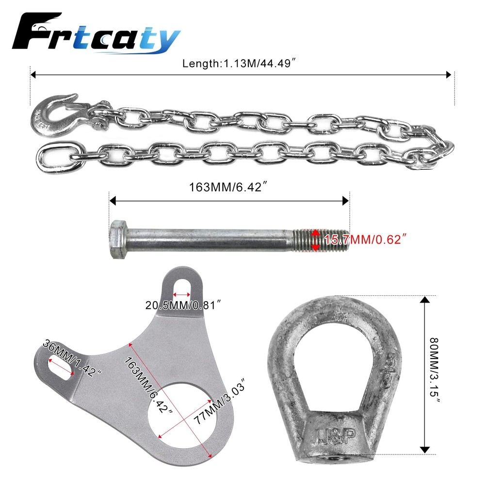 Trailer Ultimate Connection Safety Chains Kit Silver Safety Chains with Plate