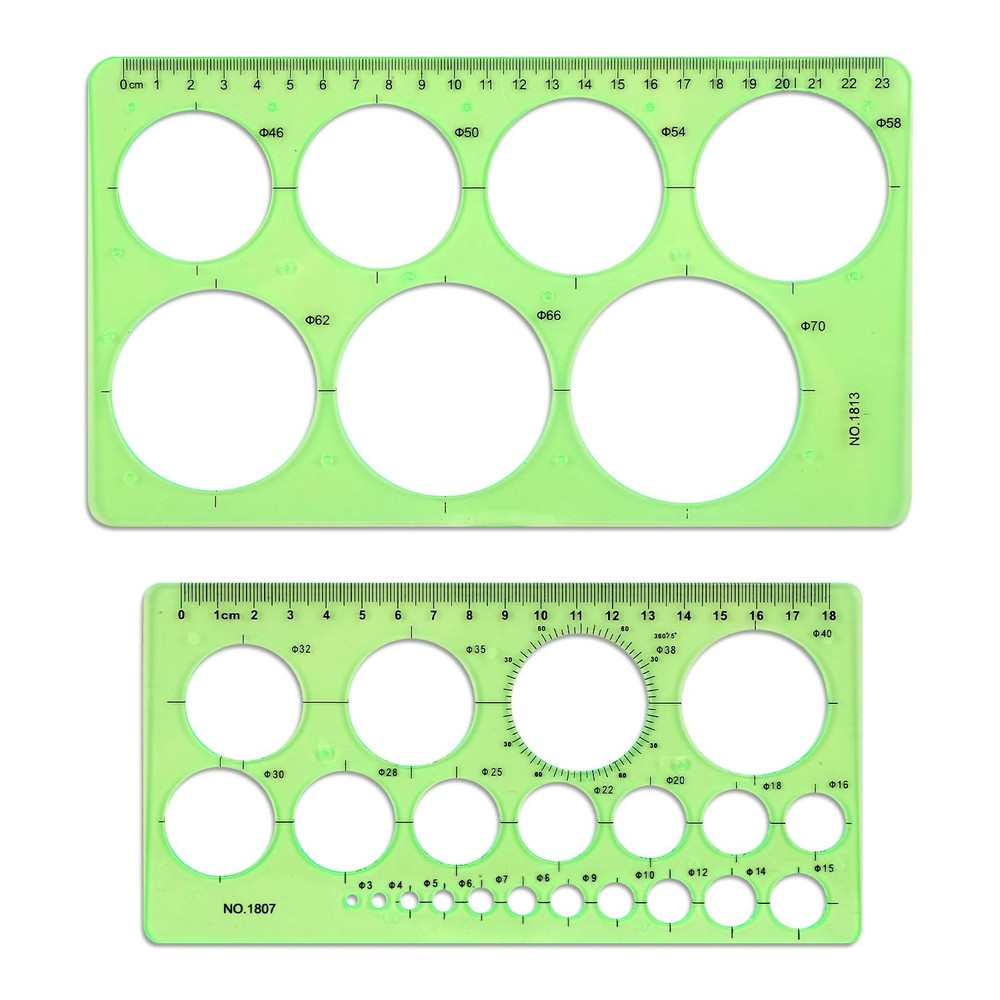 2 PCS Circle Template Ruler Plastic Stencil with 29 Circles for Drawing