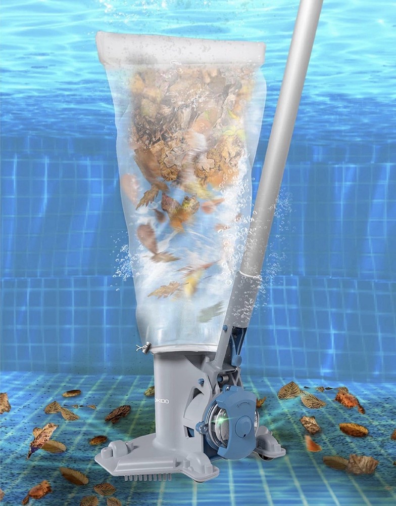 Rechargeable Medium Duty Pool Leaf Vacuum Cleaner with Pole-Runs 75-Mins