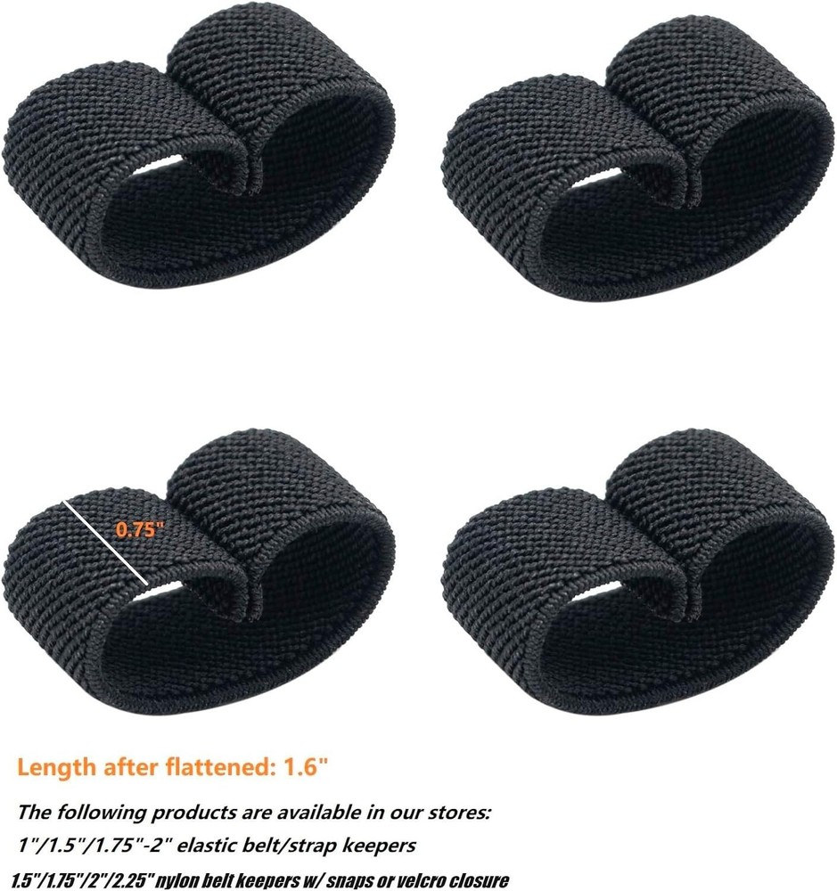 4 Elastic Strap Keepers Black for Tactical Belts Backpacks Holders