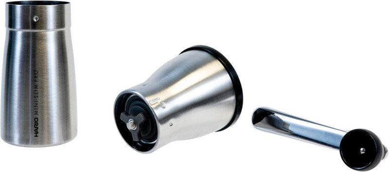 Hario "Mini-Slim Pro" Ceramic Coffee Mill, Silver