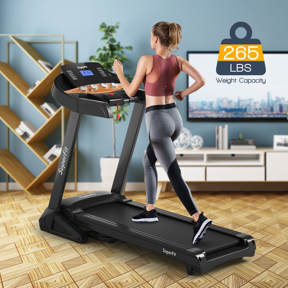 Superfit Electric Folding 3.75HP Treadmill W/Auto Incline 12 Program APP Control