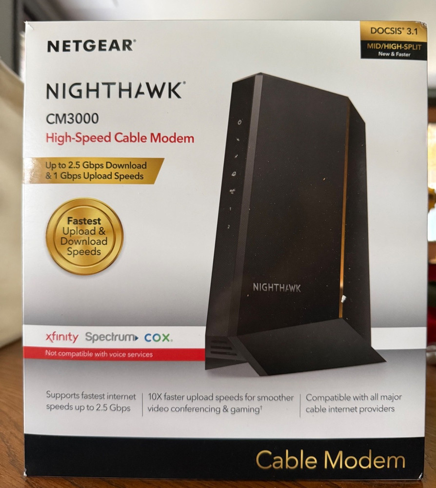 NETGEAR Nighthawk CM3000 DOCSIS 3.1 2.5Gbps Cable Modem