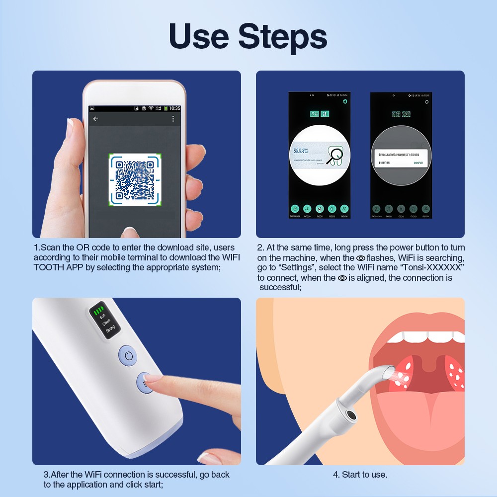 Electric Visual Tonsil Stone Remover Kit LED Light Vacuum Tonsil Stone Cleaner