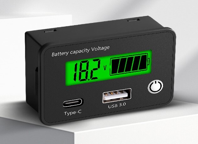 12V Voltage Battery Panel USB Digital Display Meter For Battery Car Motorcycle