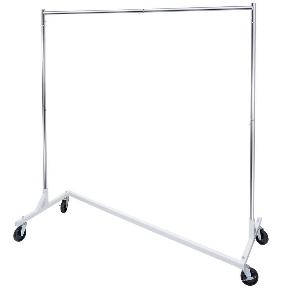 Z-Base Clothes Rack Garment Rack Rolling Storage Garment Shelf Silver Sturdy