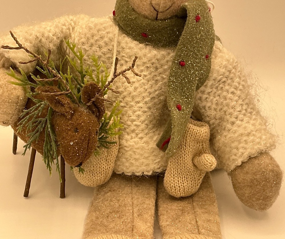17” Bunny Rabbit Holding Reindeer Soft Craft Doll
