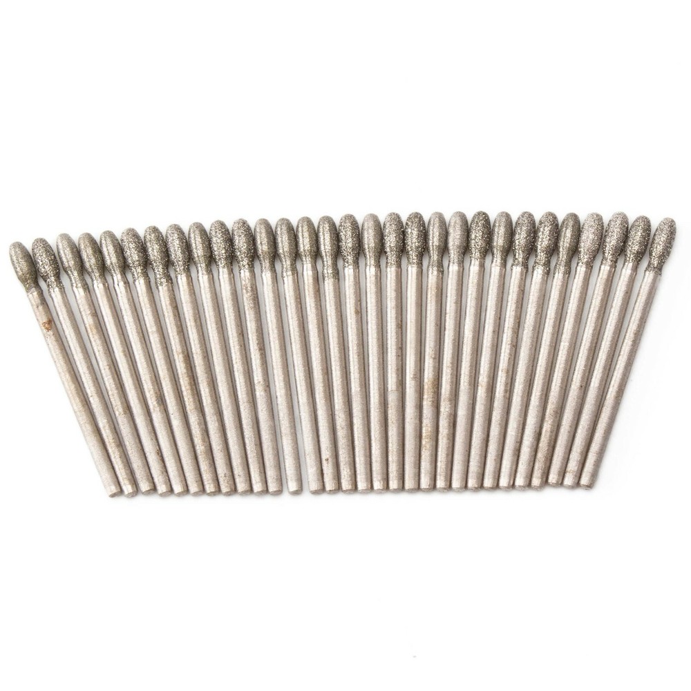 30Pcs 3mm 1/8" OVAL Tip Diamond Solid Bits Ellipse Grinding Head Tools for Stone