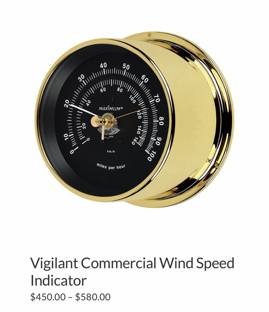 Maximum Wind & Weather Instruments Wind Speed Gauge Wood Case Mount