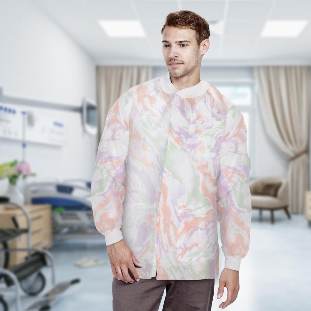 Multicolor Disposable Lab Jackets Medium SMS Snap Front 10 Pack