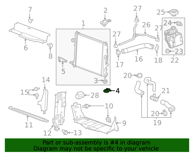 Genuine GM Passenger Side Radiator Lower Mounting Panel Spacer 23331663