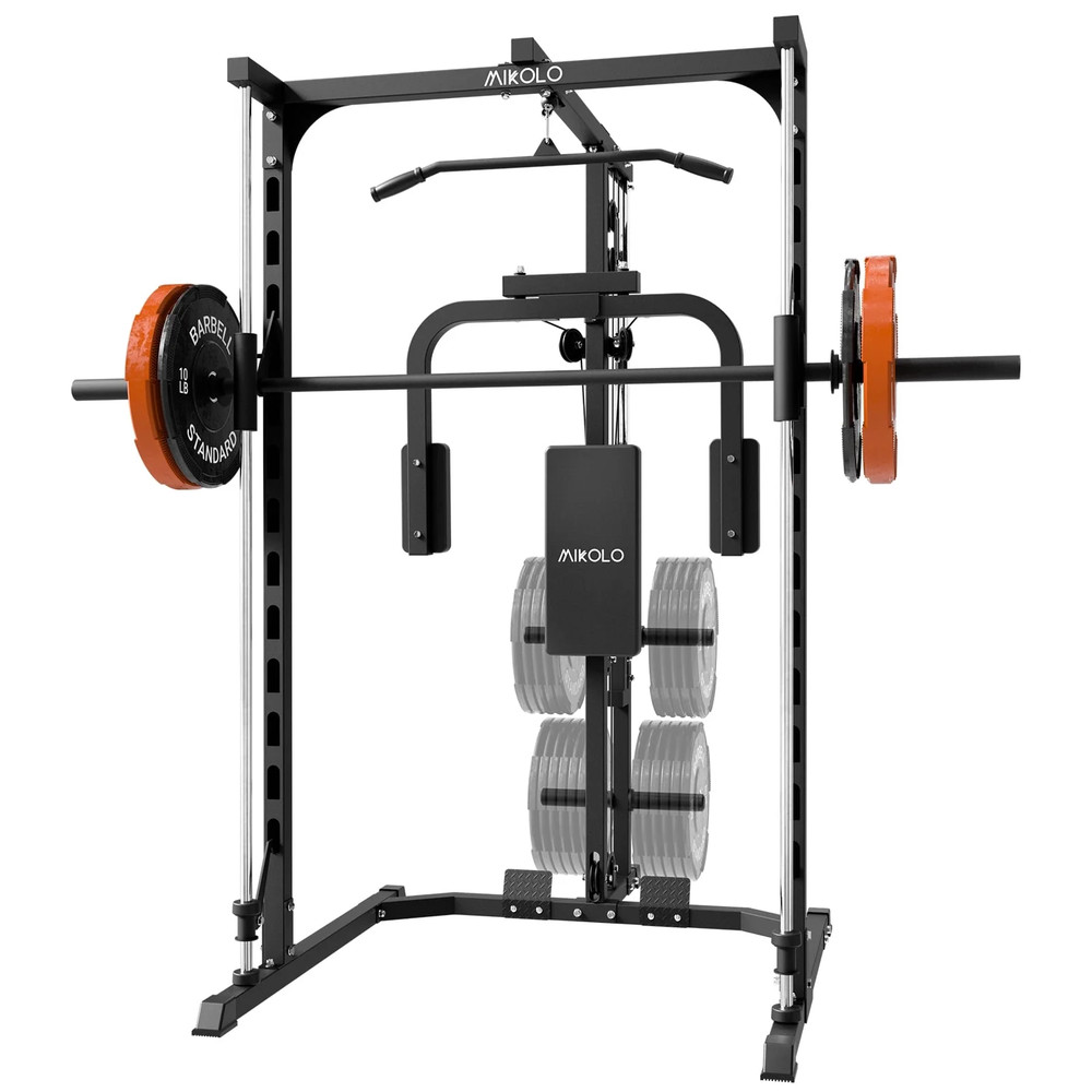 Smith Machine, 1000LBS Power Rack with Pec Deck and Lat Pull down System, Multi-