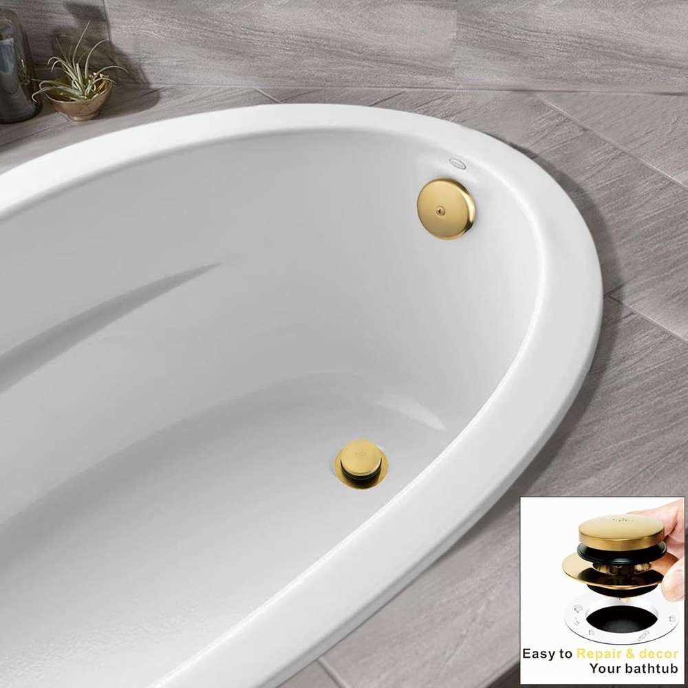 Elegant Brushed Gold Universal Bath Drain Stopper - Easy Installation & Coverage